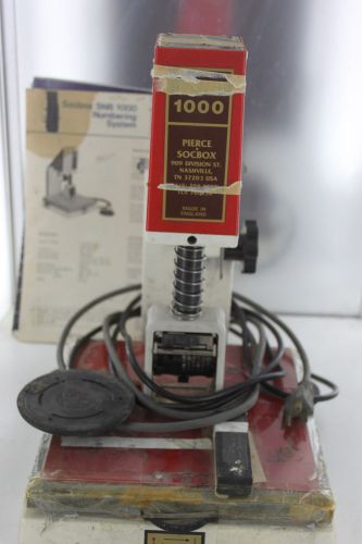 PIERCE SOCBOX SNB 1000 ELECTRIC NUMBERING MACHINE w/ FOOT PEDAL