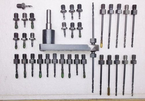 Pancake drill offset drill attachment comes with 35 - 1/4-28 threaded #40 bits for sale