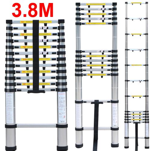 New bullet 3.8m telescopic aluminium ladder alloy extension extendable steps for sale