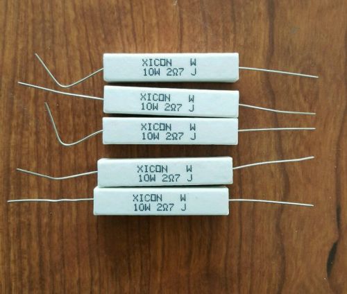 Lot x 5 Ceramic resistors 2,7R _ 2R7 _ 2,7 ohm 10W