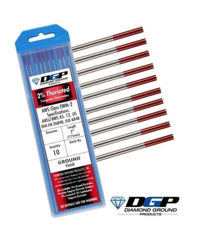 Diamond ground tig weld tungsten electrodes 2% thoriated red 3/32&#034;x7&#034; (10 pack) for sale
