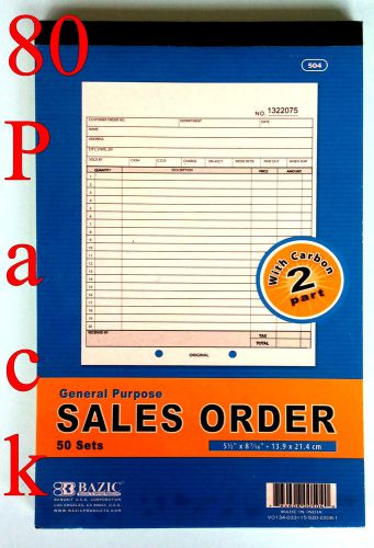80 Pack SALES ORDER Record BOOK 2 Part 50 Sets Numbered Original w/Carbon