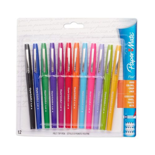 Paper Mate Flair Porous-Point Felt Tip Pen Medium Tip 12-Pack Fashion Colors ...