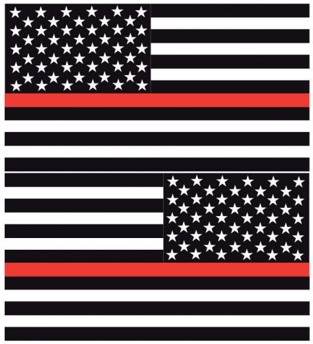 Reflective thin red line american flags mirrored 3&#034;- firefighter decal for sale
