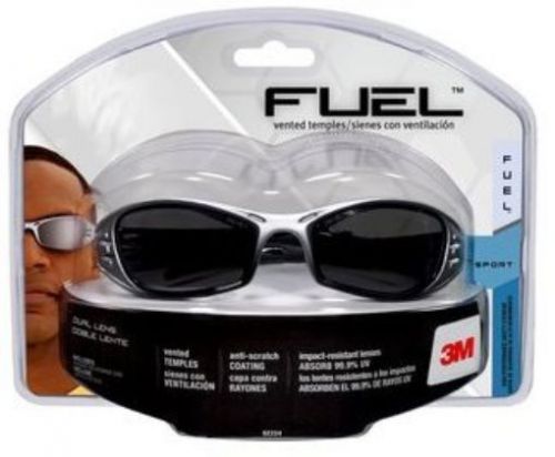3M Fuel Sport High Performance Safety Eyewear, Silver and Black Frame, Gray Lens
