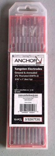 Anchor Brand Red 2% Thoriated Ground Tungsten Electrodes 3/32&#034; x 7&#034; 10-Pack