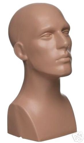 Male Mannequin Head Durable Plastic Flesh (15&#034; Tall) Display Hats Wigs Jewelry