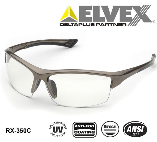 Elvex rx-350c +3.0 bi-focal ansi rated safety glasses with anti-fog &amp; uv for sale