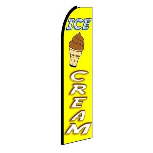 Ice Cream Yellow Swooper Feather Sign Business Flag Banner W/ pole 15&#039; made USA