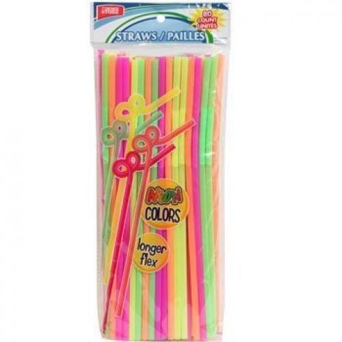 The Home Store 160 Neon Straws with a longer Flex bend