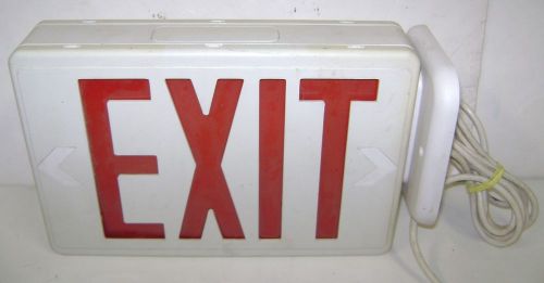 VINTAGE RED &amp; WHITE PLUG IN EXIT SIGN WORKS 12&#034; X 7&#034; LONG CORD