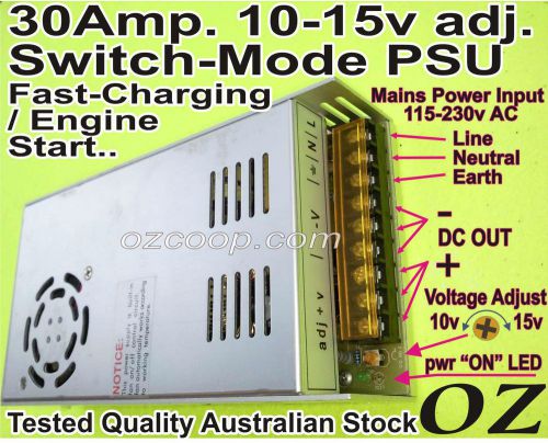 High-current 30a 12v(adjustable10-15v) power supply /fast-charger car-start au + for sale