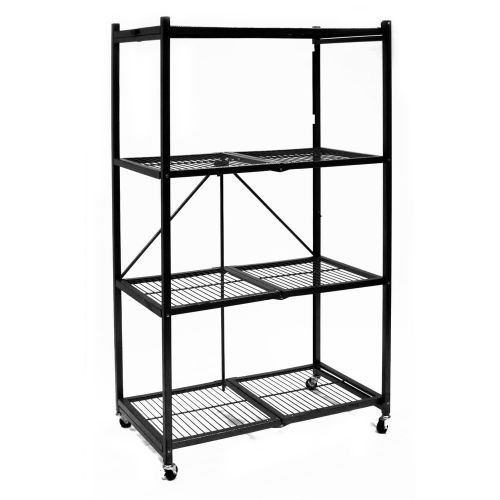Wire shelving shelf rack storage steel 4 tier wheels shelves folding kitchen new for sale