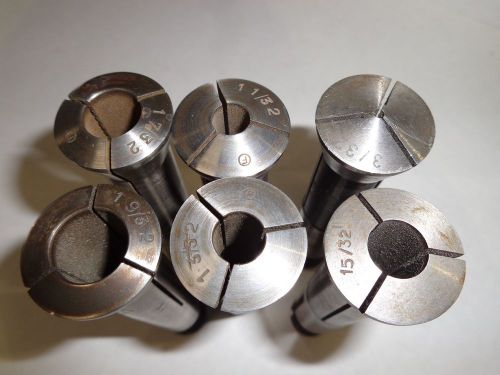 Used U2 Cutter Grinder Collets 6 pieces 3/32, 11/32, 13/32, 15/32, 17/32, 19/32
