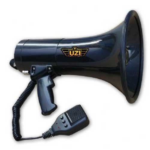 UZI UZI-MP-50W 50-Watt Megaphone with Siren, Adjustable Volume and Recording