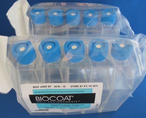 Qty 10 Corning BioCoat Poly-D-Lysine Flask Vented Cap 75cm2  # 354537