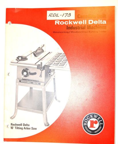Canadian built rockwell delta industrial machines 1972 dealer fact sheets #rr33 for sale