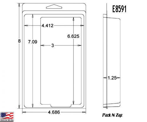 E8591: 250- 8&#034;H x 4.7&#034;W x 1.25&#034;D Clamshell Packaging Clear Plastic Blister Pack