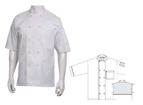 chef coat short sleeve cloth covered buttom