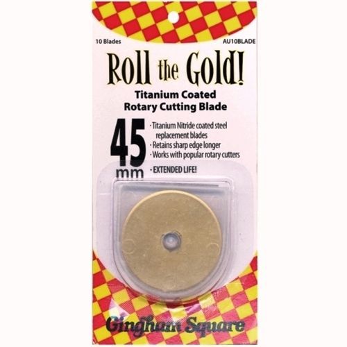 Roll The Gold 45MM (1-3/4&#034;) Gold Titanium Coated Rotary Cutting Blade - 10 PK