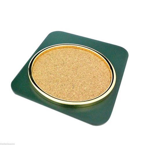 4x4&#034; Deluxe Copper Green Absorbent Cork Coaster with Rim