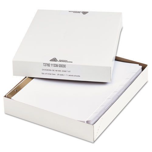 Office Essentials White Label Dividers, 8-Tab, 11 x 8-1/2, White, 25 Sets/Pack