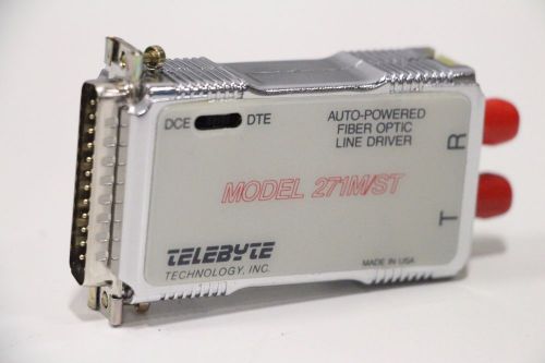 Telebyte RS232 Fiber Line Driver DB25M 271M/ST Self Powered Fiber Optic