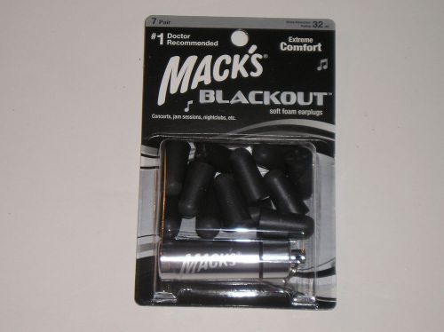 Mack&#039;s Blackout Soft Foam Ear Plugs 7 Pair Earplugs Music Concerts Clubs Case