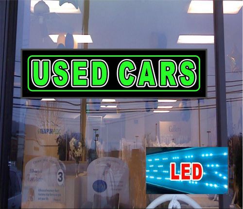 LED Light Box Sign- USED CAR DEALER 46&#034;x12&#034;- Neon/banner Altern. window signs