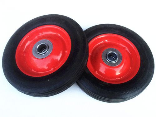 2 pc x 6&#034;Solid  Rubber  Wheel with 16 mm central hole-Metal Rim