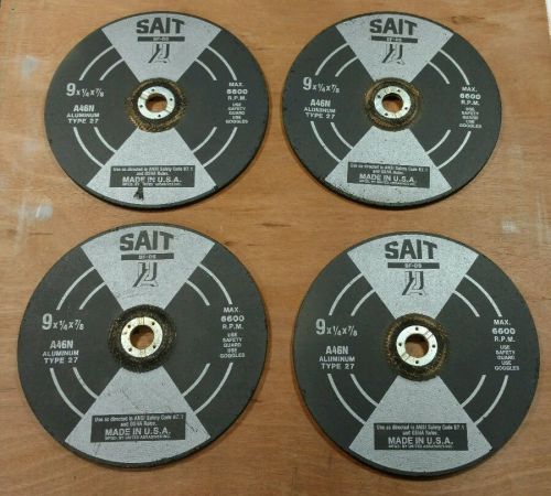 SAIT USA 9x1/4x7/8 A46N Aluminum Type T 27 Grinding Disc Wheel Depressed Center