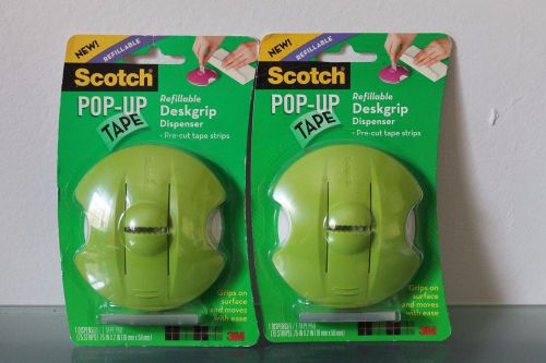 Scotch Pop Up Tape Dispenser TWO Refillable Pre Cut Strips Office Supplies Desk