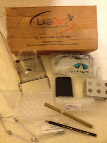 Chemistry lab kit labpaq science leftovers test tubes scale thermometer goggles for sale