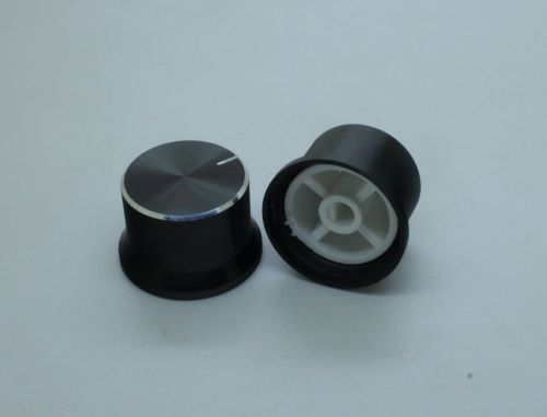 2 x Aluminum Hi-Fi Control Knob Insert Type 30mmDx20mmH Black 6mm D Shaft