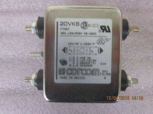 1 pc of 20VK6 CORCOM F7357 20A 120/250V 50-60 HZ EMI LINE FILTER