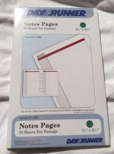 DAY RUNNER -- Notes -- NEW Refill Pack of 30 pages #011-200