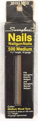 Swingline Nails Nailgun 500 Medium 1 1/32&#034; Length 18 Gauge Medium Wood Tone New
