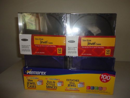 Nib lot 200 cd dvd  slim jewel cases clear with black tray ad colors for sale