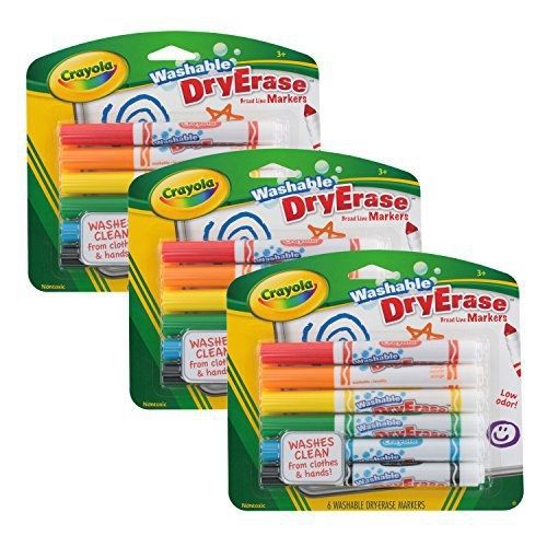 Crayola Dry Erase Whiteboard Washable Markers, Broad Line, Assorted Colors, Set