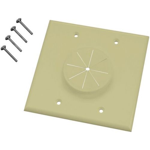 Midlite 2GIV-GR2 Double-Gang Wireport Wall Plate w/Grommet - Cream