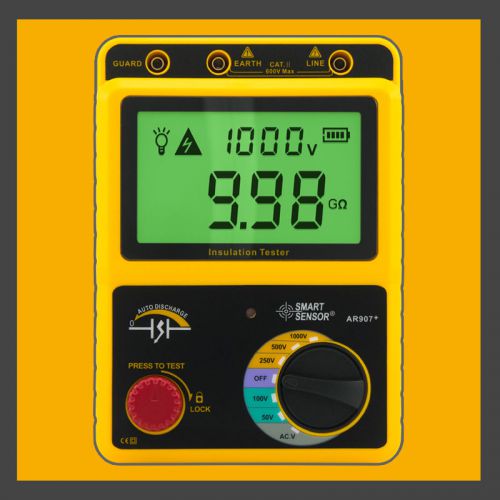 High voltage 1000v insulation resistance tester megger range 19.9gohm ar907+ for sale