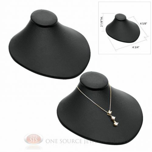 (2) 4 3/4&#034;W x 4 5/8&#034;D Lay-Down Black Leather Necklace Neckform Jewelry Bust