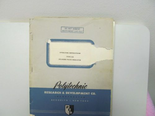 PRD ELECTRONICS 219 STANDING WAVE DETECTOR MANUAL, ORIGINAL, TEAR ON COVER