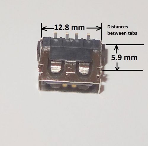 10 pcs USB type A, Female PCB mount Thruhole.