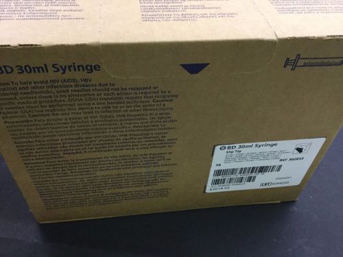 Box of 6 BD 30mL Sryinge Slip Tip Ref 302833