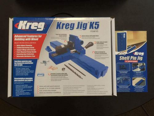 Kreg k5 pocket hole jig + kreg shelf pin jig, kma3200 for sale