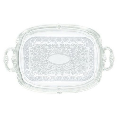 Winco CMT-1912, Chrome Plated Oblong Serving Tray with Handle and Engraved Edge