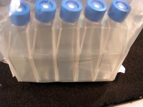Bd falcon tissue culture flasks with vented cap, sterile canted neck  1 lot (5) for sale