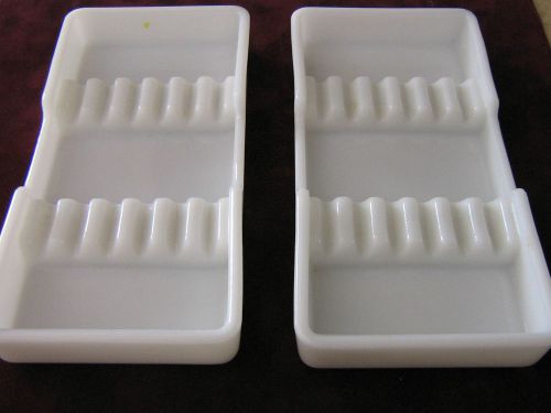 Lot of 2 American Cabinet Co Milk Glass Vintage Dental Instrument Trays NO CHIPS