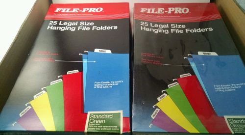 Lot of 2 - File-Pro Hanging Folders, Legal Size, Standard Green 25/Box